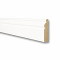 Wooden cornice molding on a white background