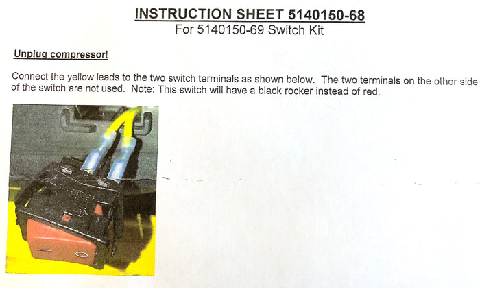 5140150-69 DeWalt Switch   D55168 Type 5  Air Compressor  On / Off Rocker Switch