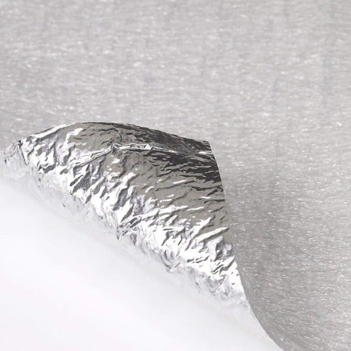 Close-up of the alternative sides of Alufoil flooring underlay.