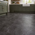 Black Slate Rigid LVT Floor Tiles in a home kitchen setting.