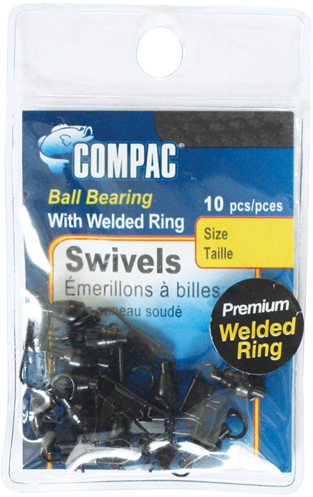 Black Welded Ball Bearing Swivels with Interlock Snap - #3 - 10/PK