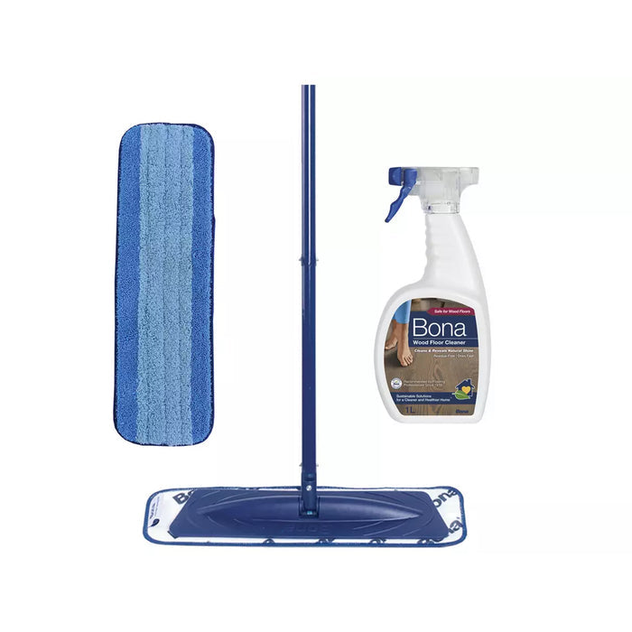 Components of a Bona Wood Floor Care Kit on a white background