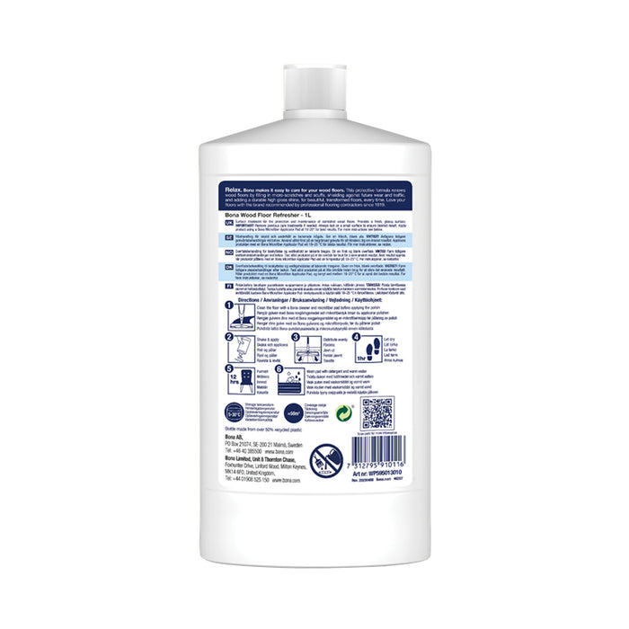 Bona Wood Floor Refresher reverse label on a white background