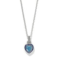 This Brighton Halo Gemma Petite Heart Necklace crafts with a sparkling gemstone center and a halo setting that catches light beautifully.