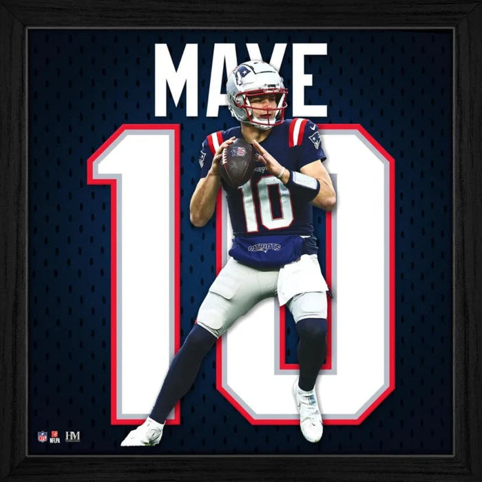 This Drake Maye New England Patriots Impact Jersey Frame celebrates one of the team’s rising stars.