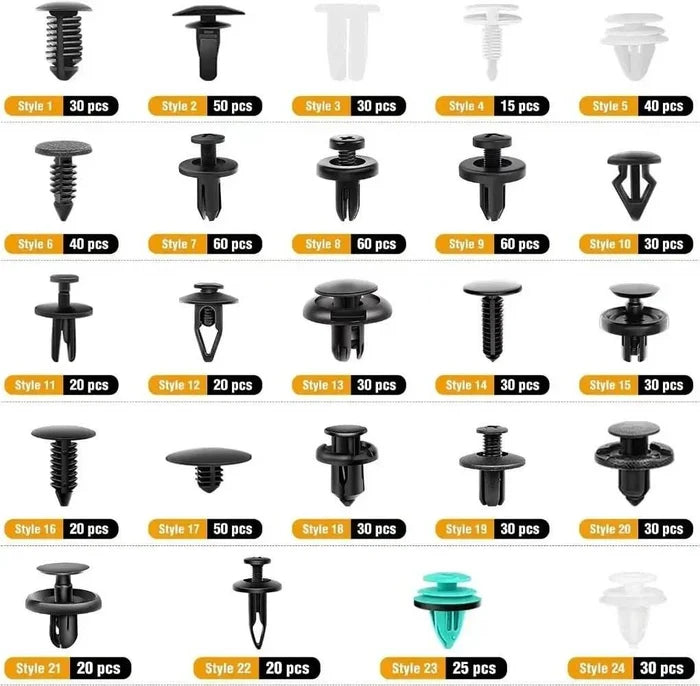 Car Bumper Retainer Fastener Kit Fender Rivet Clips - Autoxmatch