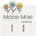 Multi-Color CZ Bar Silver Stud Mazie Mae Earrings