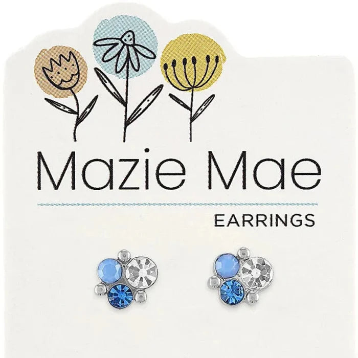 Silver Air Blue Opal Cluster Stud Earring