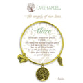 A delicate earth angel bracelet featuring charms symbolizing protection and guidance, set against a soft background.
