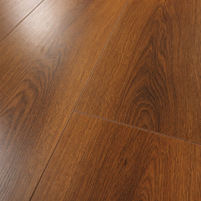 Close-up of the grain and texture of Deep Smoked Oak Prestige laminate flooring.