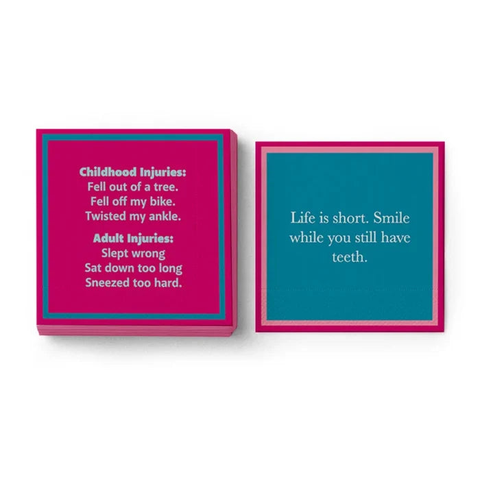 This Drinks On Me Life Is Short Napkin adds a cheerful touch to your dining table, kitchen, or home bar.