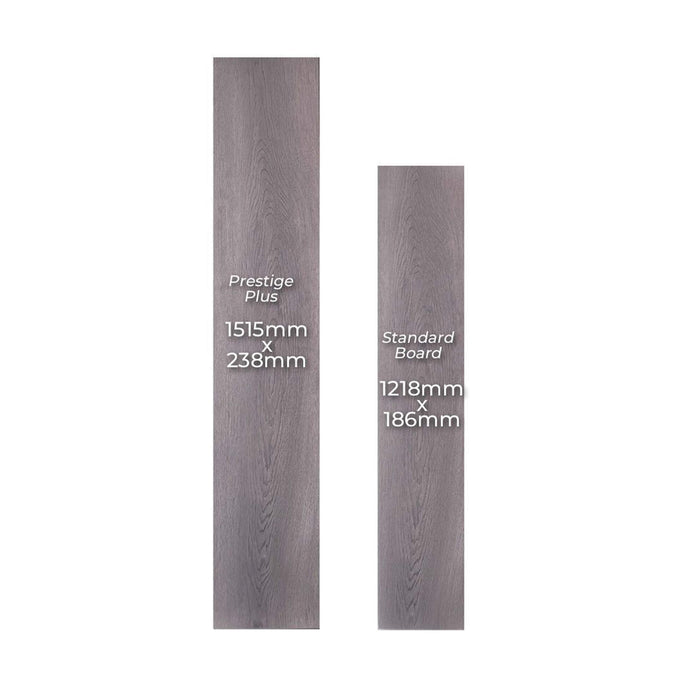Size difference between a standard laminate board and a Prestige Plus board.