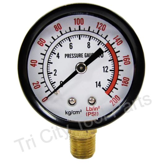 GA0250200GC Rolair Air Compressor Gauge 2"  200psi  1/4" NPT Lower Mount