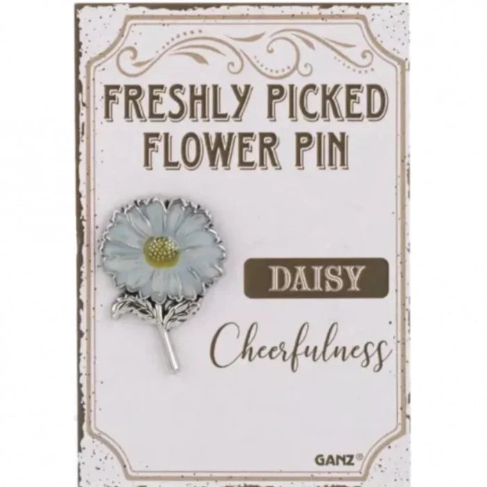 Add a cheerful, fresh accent to any outfit with the Ganz Daisy Flower Pin.