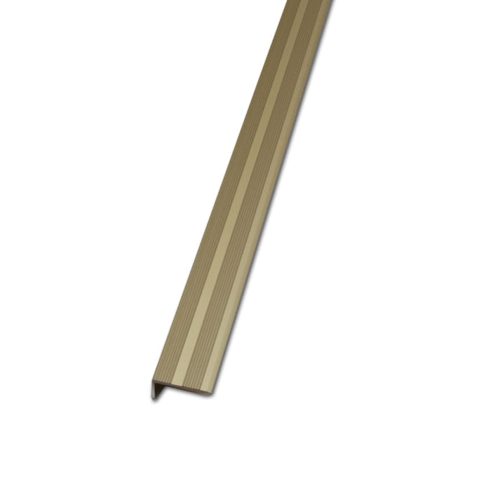 Gold metal square edge door bar on a white background