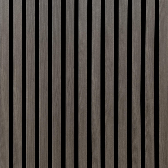 Close-up of a Grey Acoustic Slatwall Panel available from the Door Store