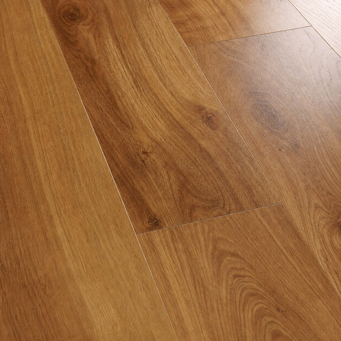 Close-up of the grain and texture Groovy Oak Country laminate flooring.