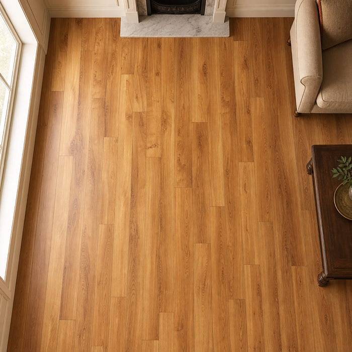Elevated view of Groovy Oak Prestige laminate flooring.