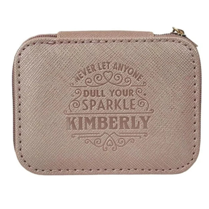 This H & H Gifts Rose Gold Travel Jewelry Box is personalised just for Kimberly.