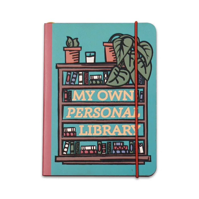 Half Moon Bay My Own Personal Library A6 softcover notebook with book themed design for journaling, writing notes, and organizing ideas.