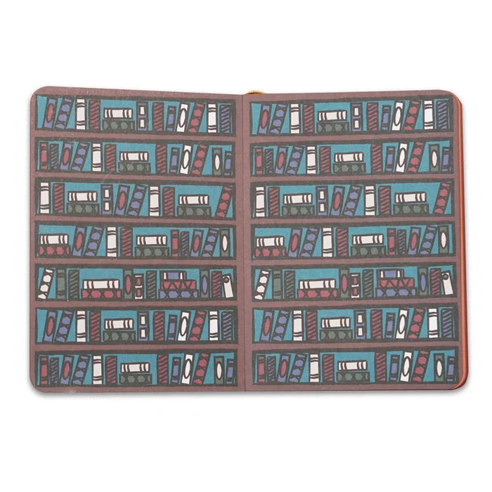 Half Moon Bay My Own Personal Library A6 softcover notebook with book themed design for journaling, writing notes, and organizing ideas.
