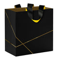 Hallmark : 5.5" Gold Lines on Black Small Square Gift Bag