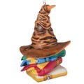 Hallmark Harry Potter Sorting Hat and Hogwarts house scarves ornament featuring the iconic Sorting Hat with Gryffindor, Hufflepuff, Ravenclaw, and Slytherin colors, collectible Christmas tree decoration.