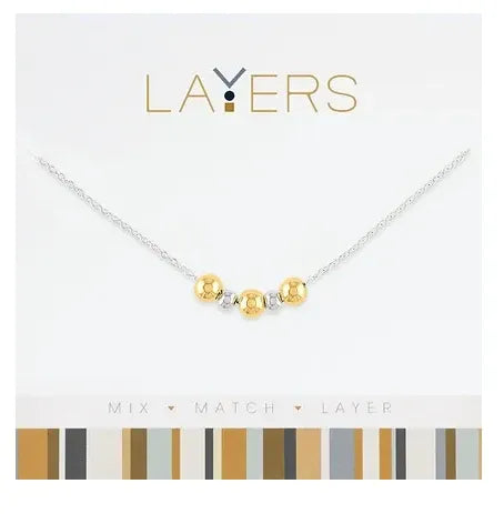 Layers : Silver Two-Tone Mini Ball Necklace