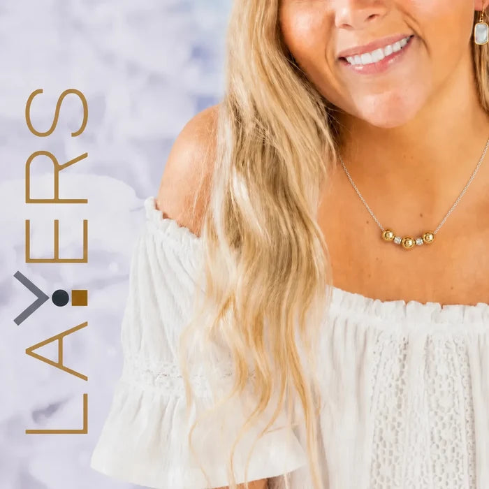 Layers : Silver Two-Tone Mini Ball Necklace