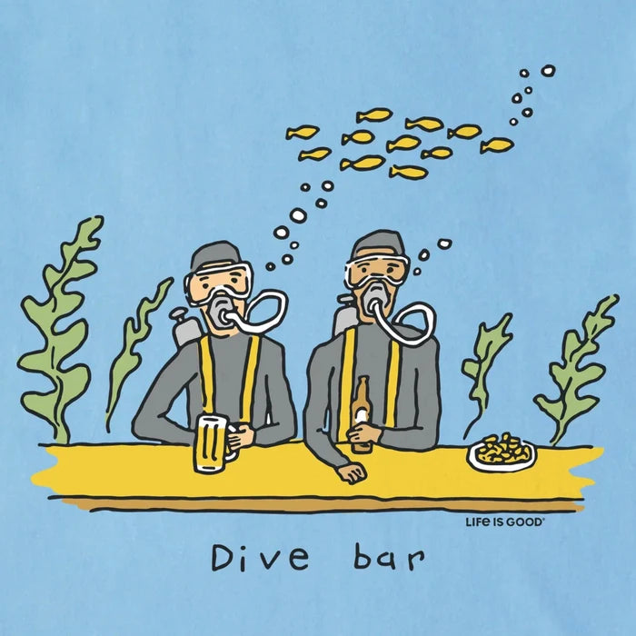 Men's Dive Bar short sleeve T-shirt featuring a dive bar-inspired graphic, crew neckline, and relaxed fit for comfortable everyday casual wear.