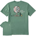 Men's Huge Baseball Fan short sleeve Crusher T-shirt featuring a baseball-themed graphic, crew neckline, and relaxed garment-washed fit for comfortable everyday wear.