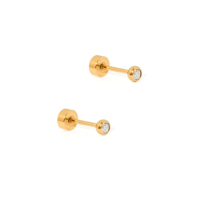 These 2mm clear CZ studs offer the perfect amount of shine in a tiny, minimalist design. Made from 100% surgical-grade stainless steel, these earrings are lightweight, durable, and hypoallergenic, making them ideal for sensitive ears