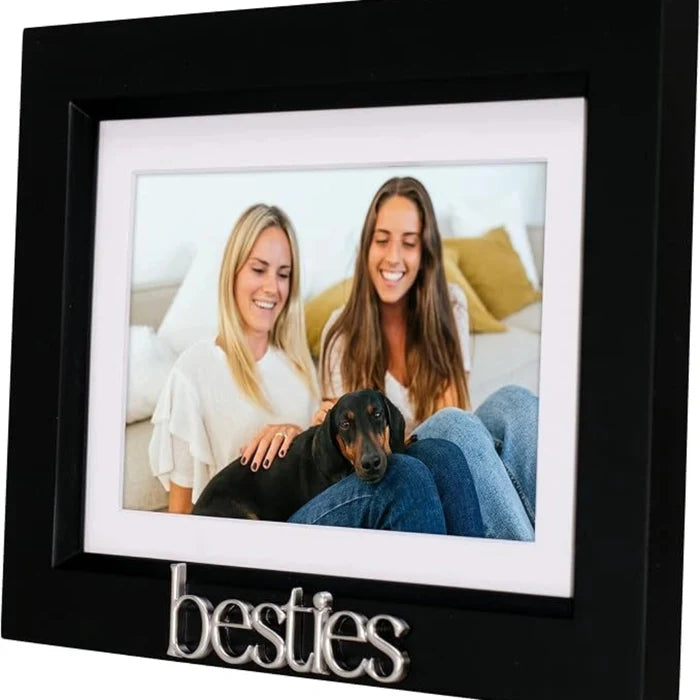 Besties 5x7 matted picture frame designed to display a 4x6 friendship photo.