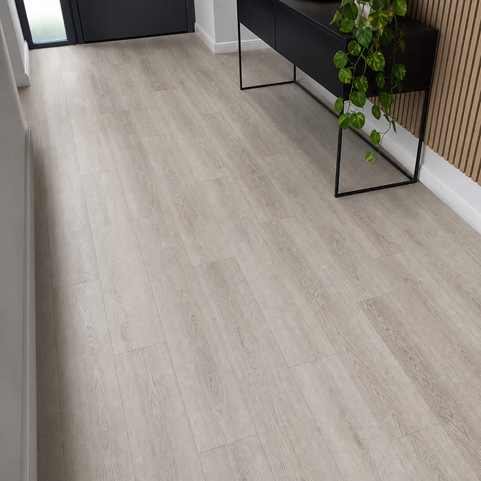 Marino Grey Rigid LVT flooring in a home interior hallway setting.