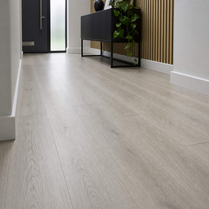 Marino Grey Rigid LVT flooring in a hallway setting.