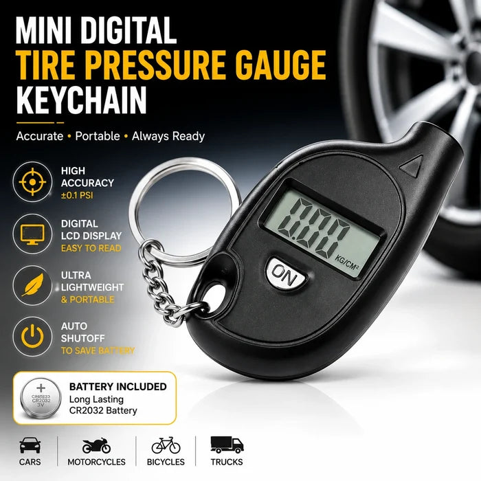 Mini Digital Tire Pressure Gauge Keychain
