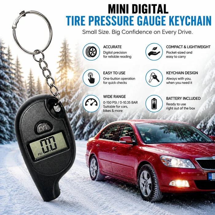 Mini Digital Tire Pressure Gauge Keychain
