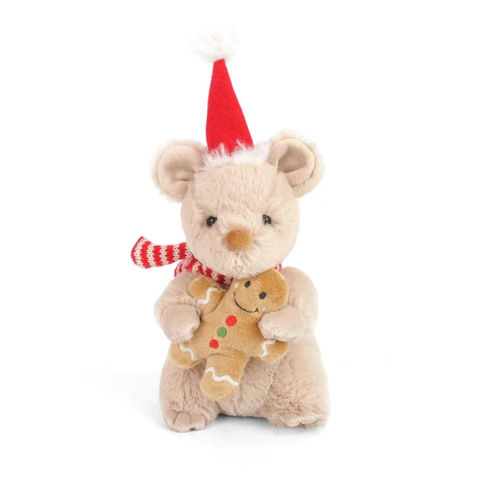 Mon Ami Mouse & Gingerbread Cookie Plush featuring an adorable mouse with a festive gingerbread cookie for Christmas gifting and holiday décor.