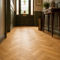 Natural Oak Herringbone Brushed and UV Oiled Engineered Wood Flooring in a traditional hallway setting.