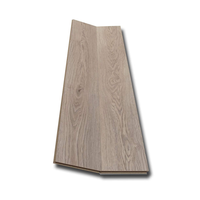 Natural Sterling Oak laminate flooring boards showing installation system.