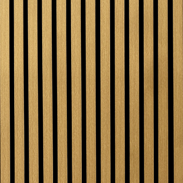 Close-up of the Oak acoustic slatwall panel