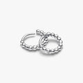 PANDORA Beaded Huggie Earrings in 14k gold plating with delicate bead detailing and a sparkling center stone