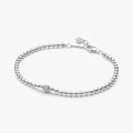 PANDORA Beads & Sparkling Stone Bracelet in sterling silver with polished beads and a bezel-set sparkling stone