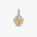 PANDORA Butterfly Medallion Charm with mixed-metal finish, detailed butterfly design and SOMNIARE AUDE engraving