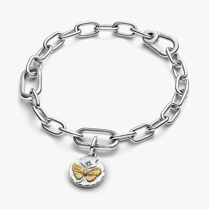 PANDORA Butterfly Medallion Charm with mixed-metal finish, detailed butterfly design and SOMNIARE AUDE engraving
