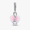 This Pandora Mum Opalescent Heart Dangle Charm offers a beautiful way to celebrate the special bond between a mother and child.