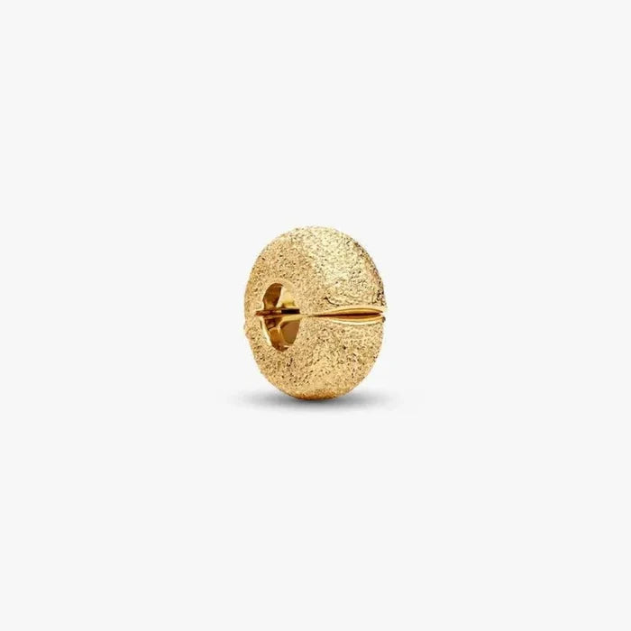 PANDORA Textured Mini Clip Charm in 14k gold plating with diamond-point texture and silicone grip