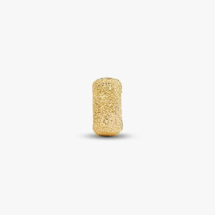 PANDORA Textured Mini Clip Charm in 14k gold plating with diamond-point texture and silicone grip