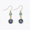 Periwinkle blue and mint crystal earrings featuring a refreshing color combination and elegant crystal details