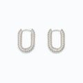 Periwinkle chic ribbed silver huggie earrings featuring a textured finish and compact hoop design